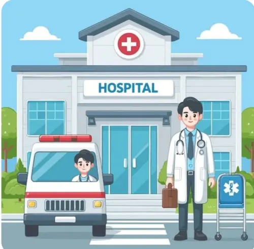 Cartoon image of a hospital