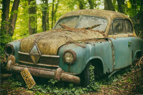A car rusting is an example of decay