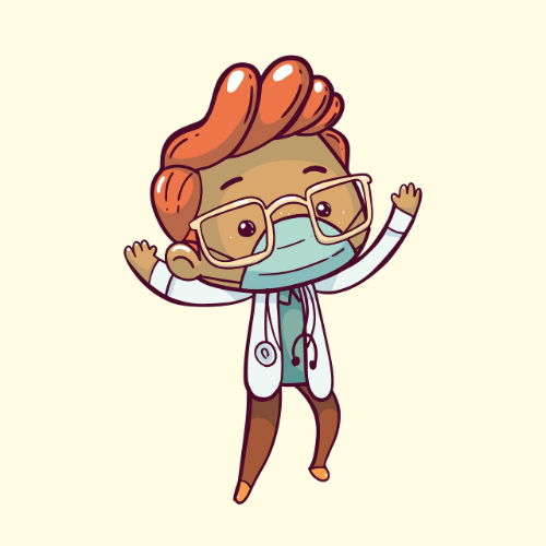 Cartoon doctor with a mask