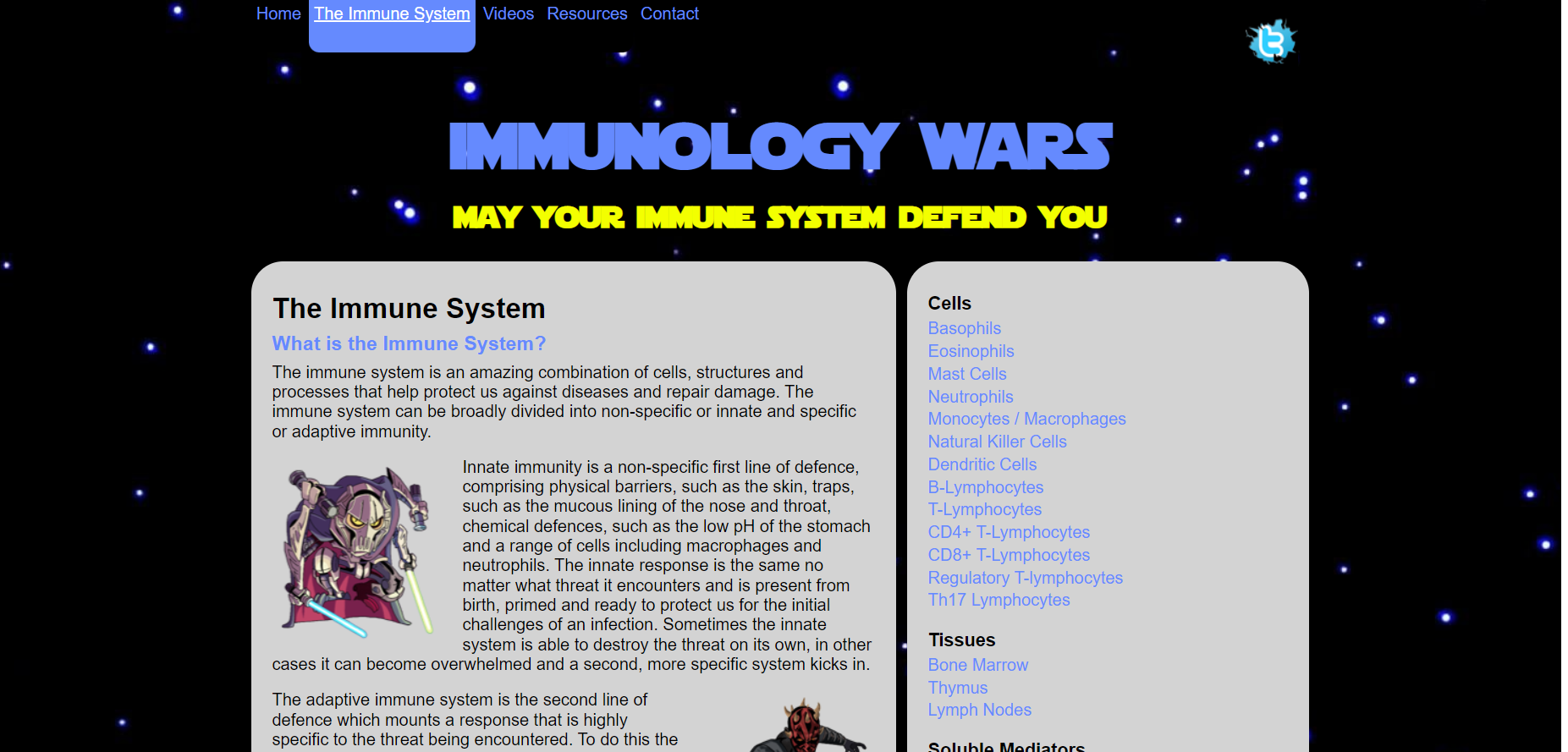 Immunology Wars - the immune system in a Star Wars theme.